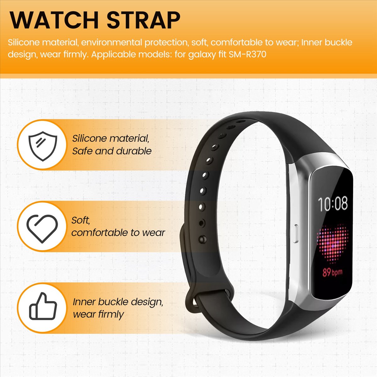 Silicone Band Replacement - Correa de reloj deportiva A49T para