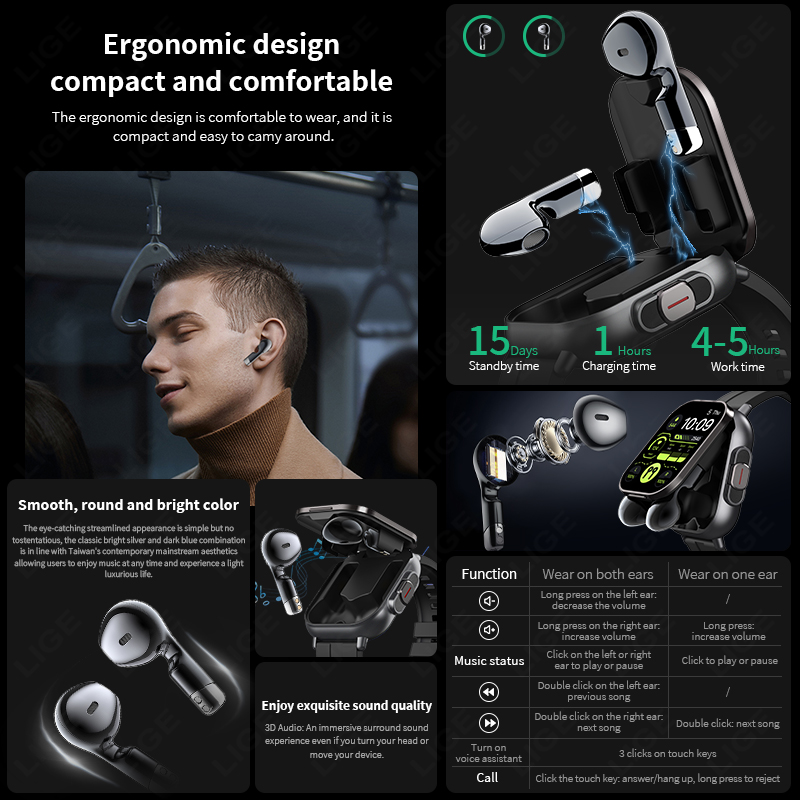 LIGE Nuevo Reloj Inteligente 2 - Smartwatch Headset reseña y precio